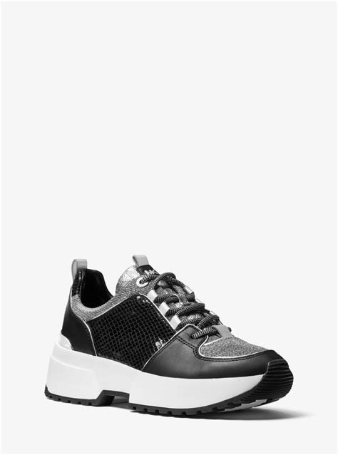 michael michael kors cosmo leather mixed-media trainer|Cosmo Leather Mixed.